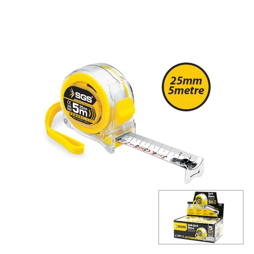 Egonex Sgs-2062 ( 5mt X 25mt ) ( Şeffaf ) ( Stoplu ) Şerit Metre*12x8