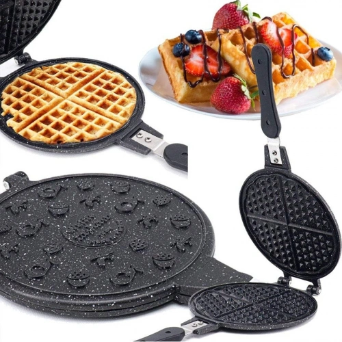 Egonex Taşhan Tr-34-098750 ( 20cm ) Granit Döküm Waffle Tava ( Bakalit Sap )*10