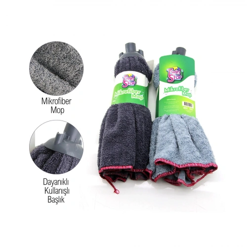 Egonex Twinstar Mop-003 ( Gri Mop ) Renkli Mikrofiber Mop 120gr*36=k