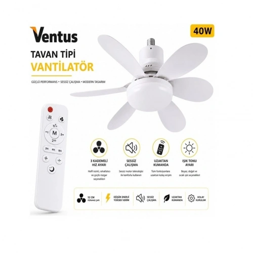 Tavan Tipi Vantilatör Led 6 Kanatlı