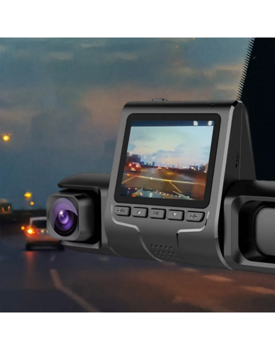 1080p Üçlü Lens Araba Dash Cam Dashcam Ön İç & Arka Hd Araba Dvr 120 ° Açı Döngü Kaydı Yerçekimi Sensörü