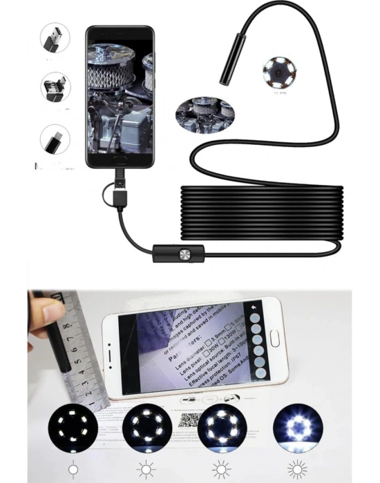 10mt Lens 5.5mm Işıklı Endeskop Boroskop Yılan Kamera