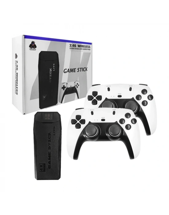 4k Game Tv Stick Android Tv Wifi Kablosuz Çift Kol Game Stick 64gb Hafıza Atari