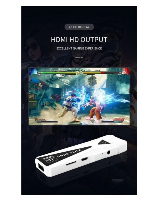 4k Game Tv Stick Android Tv Wifi Kablosuz Çift Kol Game Stick 64gb Hafıza Atari