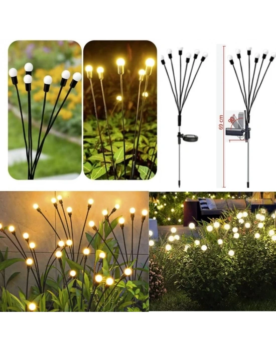 6 Dallı Ateş Böceği Solar Bahçe Lambası 2 Adet