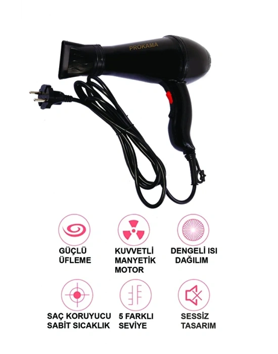 Saç Kurutma Fön Makinesi 2500w Turbo Prokama