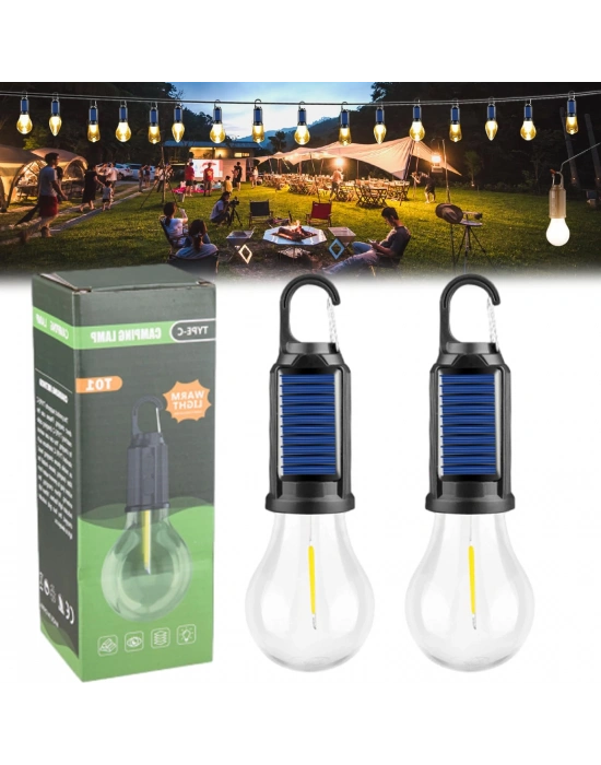 Solar Güneş Enerjili Led Ampul 3 Modlu Uzaktan Kumandalı Solar Camping Lamp