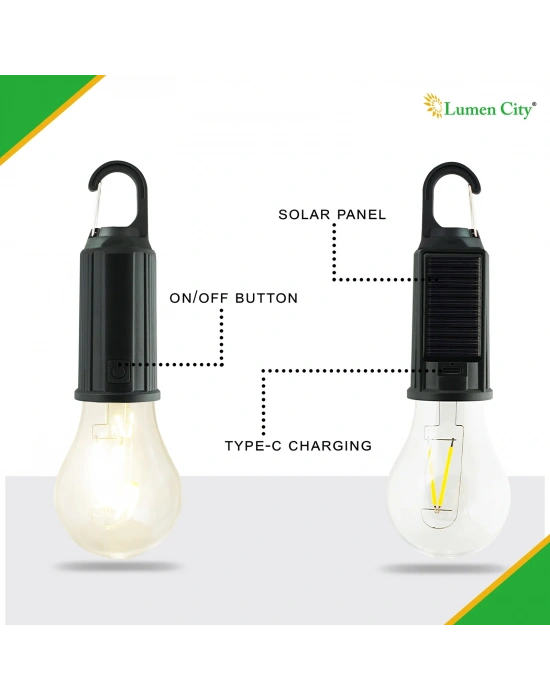 Solar Güneş Enerjili Led Ampul 3 Modlu Uzaktan Kumandalı Solar Camping Lamp