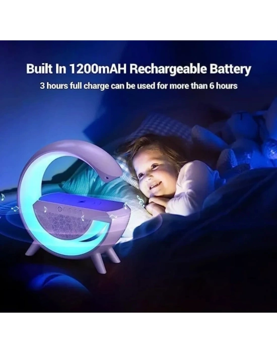 Kablosuz Telefon Şarj Bluetooth Hoparlör Istasyonu Ses Rgb Atmosfer Gece Işık Bt-2301