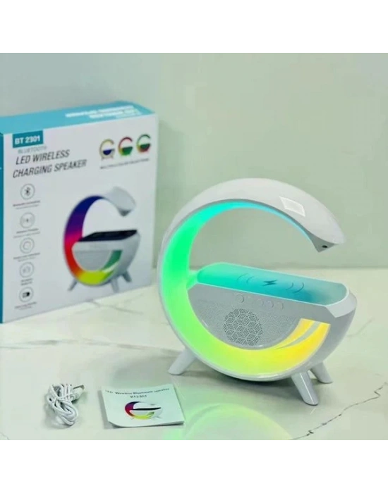 Kablosuz Telefon Şarj Bluetooth Hoparlör Istasyonu Ses Rgb Atmosfer Gece Işık Bt-2301