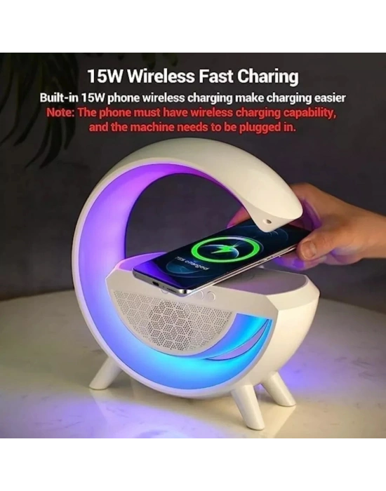 Kablosuz Telefon Şarj Bluetooth Hoparlör Istasyonu Ses Rgb Atmosfer Gece Işık Bt-2301