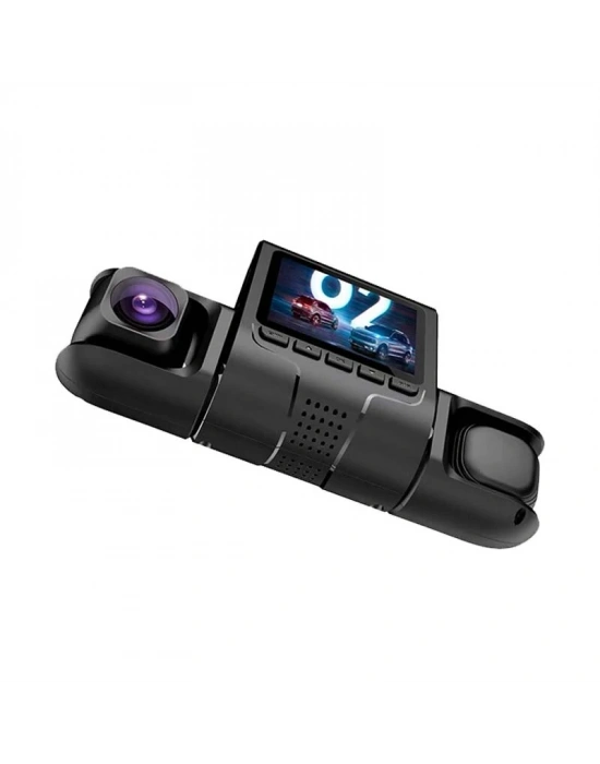1080p Üçlü Lens Araba Dash Cam Dashcam Ön İç & Arka Hd Araba Dvr 120 ° Açı Döngü Kaydı