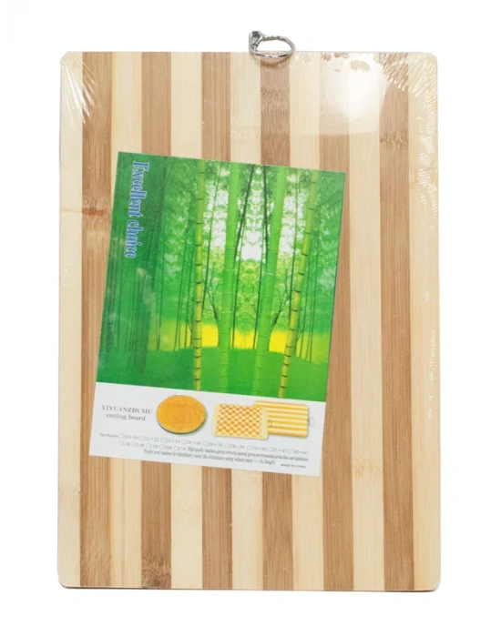 Egonex 18x28x1.8cm Lux Ahşap Bambu Kesim Panosu & Tahta Metal Kulplu