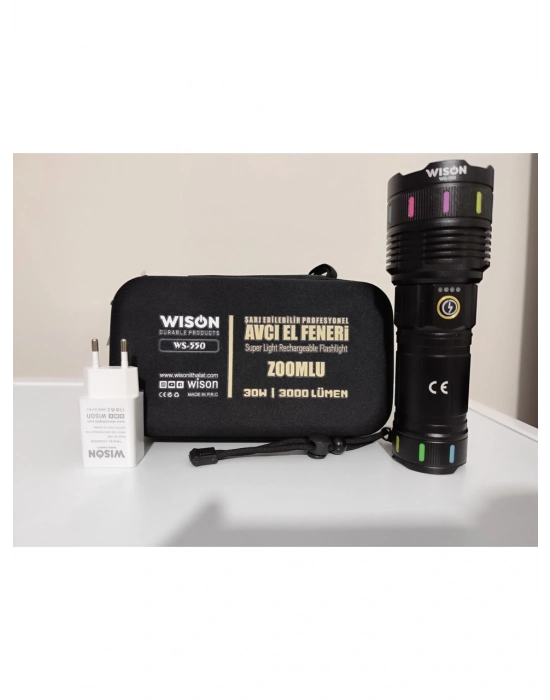 Wıson Wison Ws-550 30w 3000 Lümen Zoomlu Profosyonel El Feneri