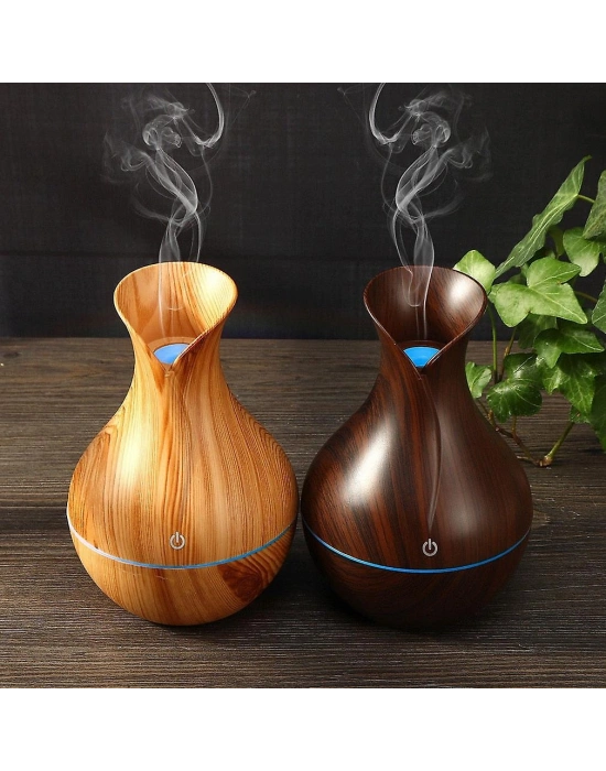 Vazo Model Ahşap Görünümlü Usb Şarjlı & Işıklı )( Hava Nemlendirici & Buhar Makine & Koku Giderici