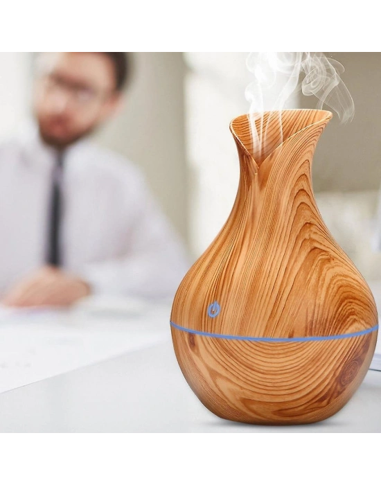 Vazo Model Ahşap Görünümlü Usb Şarjlı & Işıklı )( Hava Nemlendirici & Buhar Makine & Koku Giderici