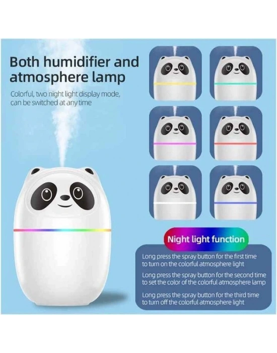 3ü 1 Arada Panda Nemlendirici, Led Işık, 220 Ml Kapasite, 12 Saat Çalışma Süresi, Model A10