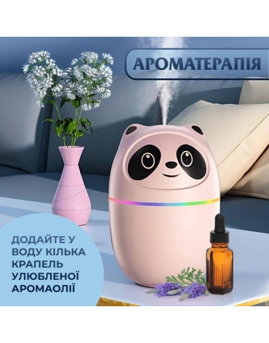 3ü 1 Arada Panda Nemlendirici, Led Işık, 220 Ml Kapasite, 12 Saat Çalışma Süresi, Model A10