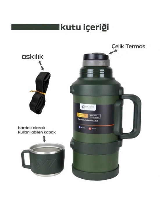 Safe Paslanmaz Çelik 3.2 Litre Termos 48 Saat Sıcak Soğuk Tutma