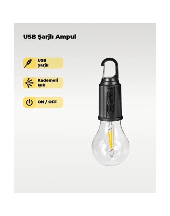 Panther Pt-331 (solar & Usb Şarj) (seyyar Ampul Model=rustik) Kamp Lambası (mandallı Kanca Askılık) (3-kademe Işık)*120