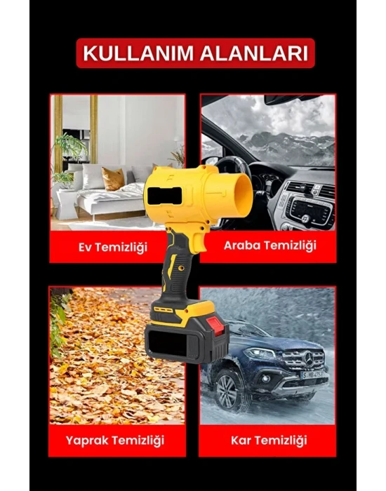 Gold Orion 21V Kablosuz Hava Üfleyici | 32.000RPM Turbo Fan, 12.000mAh Batarya, Bahçe & Araç Kurutma / Sarı