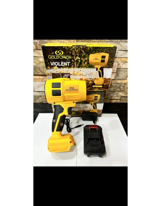 Gold Orion 21V Kablosuz Hava Üfleyici | 32.000RPM Turbo Fan, 12.000mAh Batarya, Bahçe & Araç Kurutma / Sarı