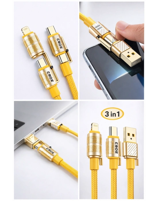 Platoon Pl-8631 4in1 Hızlı Şarj Ve Data Kablosu Type-c / Lightning / Micro Usb