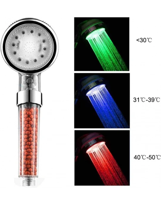 Filtreli LED Duş Başlığı, El Duşu, Renk Değiştiren, Yüksek Basınçlı, Su Tasarruflu El Duşu Başlığı