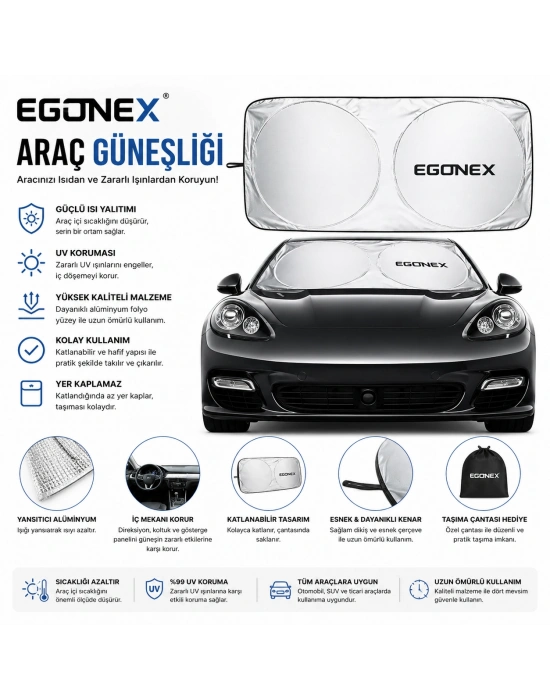 Egonex Yuvarlak Katlanabilir Oto Ön Cam Güneşlik