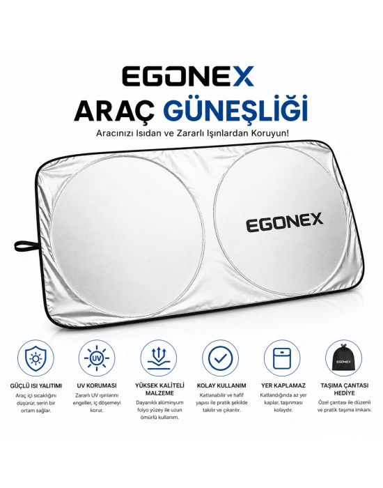 Egonex Yuvarlak Katlanabilir Oto Ön Cam Güneşlik
