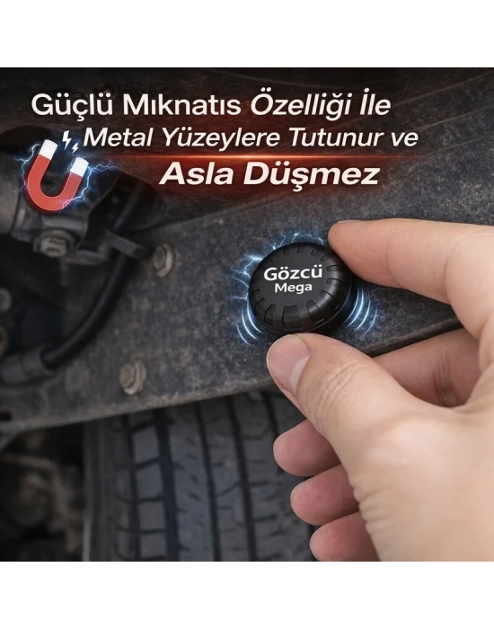 Gözcü Mega Android ve İos Uyumlu Takip Cihazı 3 Yıl Pil Ömrü Geçmişe Dönük Konum Gps Araç Motor Çocuk Gizli