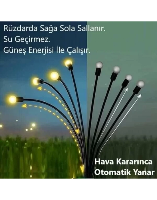 8 Dallı Ateş Böceği Solar Bahçe Lambası 2 Adet