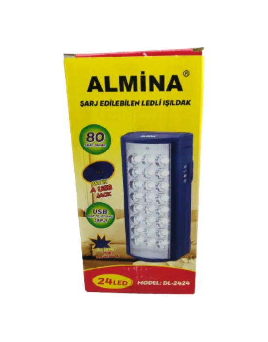 Almina Işıldak 24 Led 80 Saat Yanma Telefon Şarj Edebilen Işıldak Usbli Şarjlı 24 Ledli Işıldak