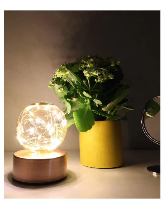 Ambiyans Led Masa Lambası Usb Şarjlı Bronz Roe Eskitme