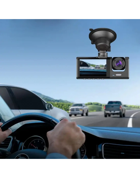 Araç Araba Kamerasi Black Box Traffic Recorder 3 Kameralı