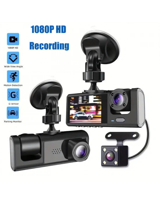 Araç Araba Kamerasi Black Box Traffic Recorder 3 Kameralı