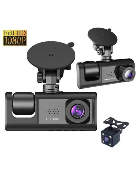 Araç Araba Kamerasi Black Box Traffic Recorder 3 Kameralı