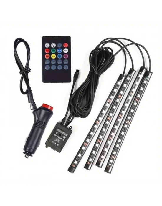 Araç İçi Sese Duyarlı Ayak Altı Led Aydınlatma Kumandalı Rgb