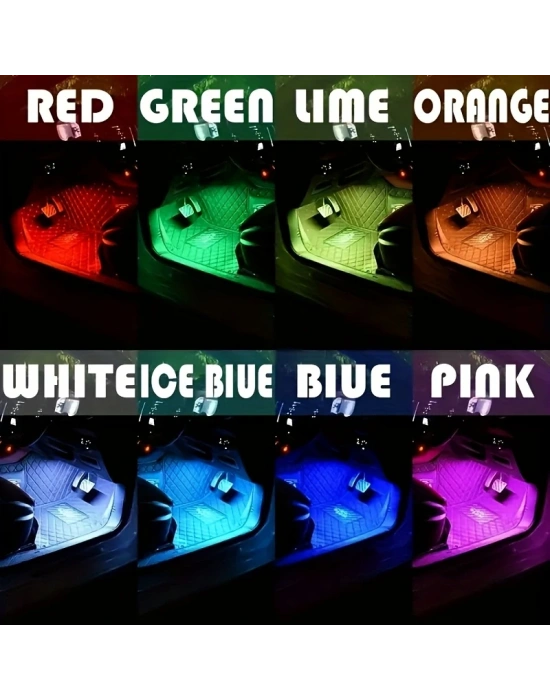 Araç İçi Sese Duyarlı Ayak Altı Led Aydınlatma Kumandalı Rgb