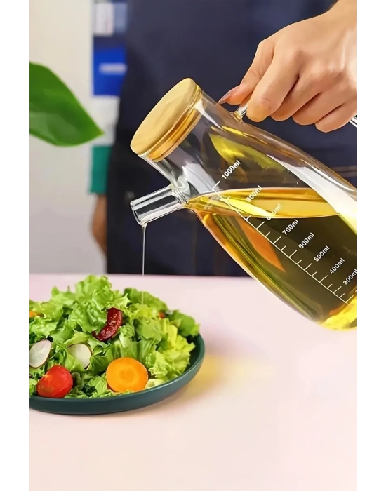 Bambu Kapaklı Cam Yağdanlık
