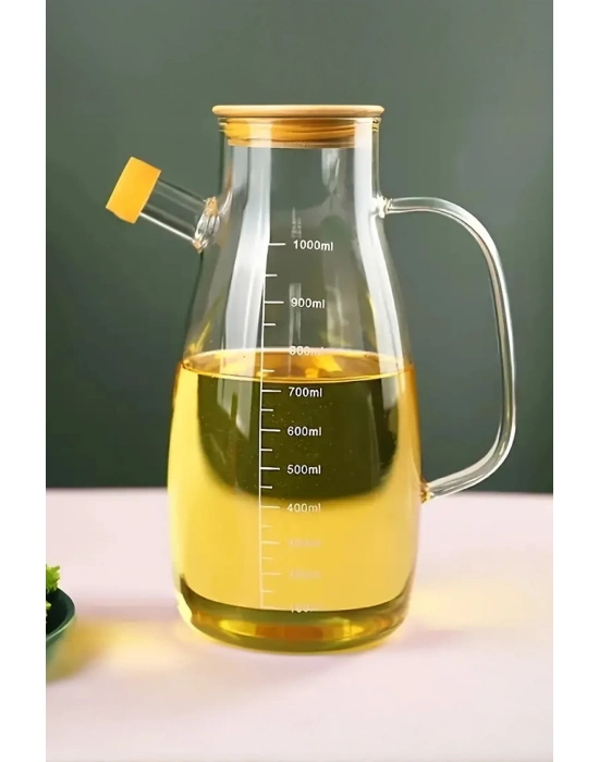 Bambu Kapaklı Cam Yağdanlık