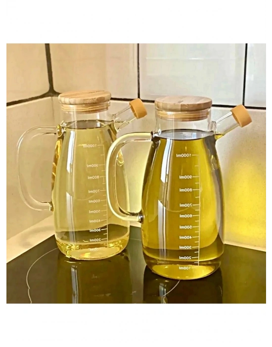 Bambu Kapaklı Cam Yağdanlık