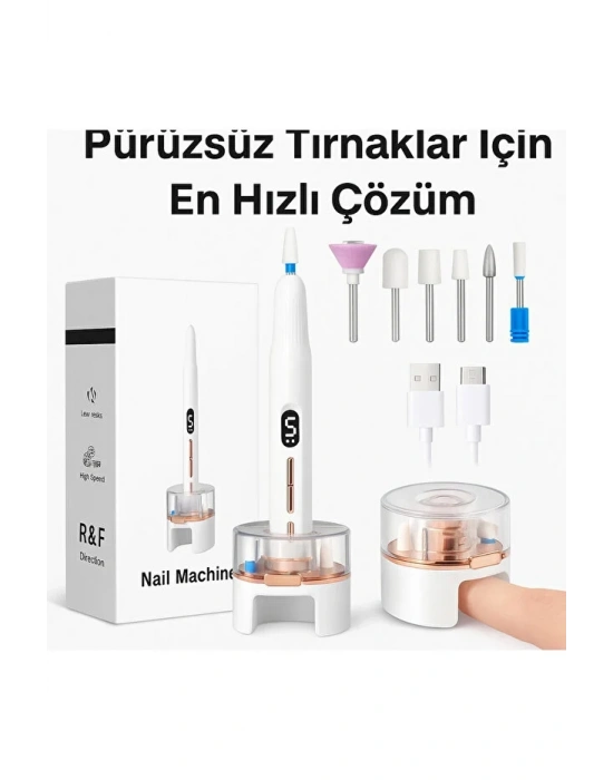 Egonex Şarjlı Manikür Pedikür Seti 5 Kademeli Hız Ayarlı, LED Ekranlı Sessiz & Güçlü 12000 Devirli BWR-43