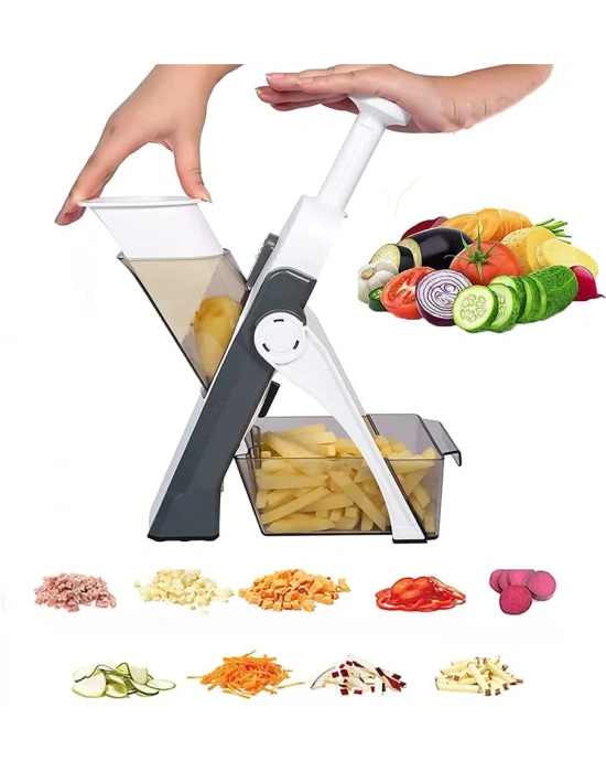 Çok Amaçlı Basmalı Sebze Dilimleyici Doğrayıcı Mandolin Brava Spring Slicer Kitchenmate