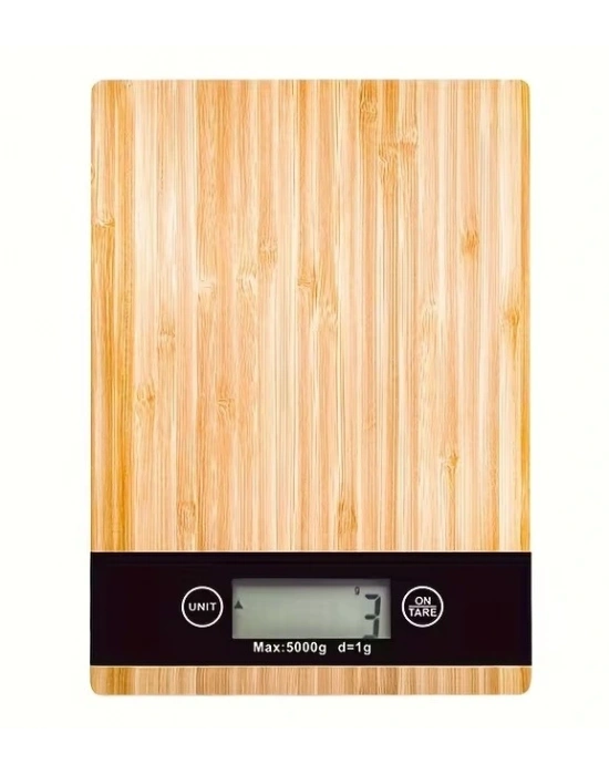 Crown Dijital Hassas Mutfak Tartısı - Terazisi-hassas Ölçüm 5kg Bambu Görünümlü