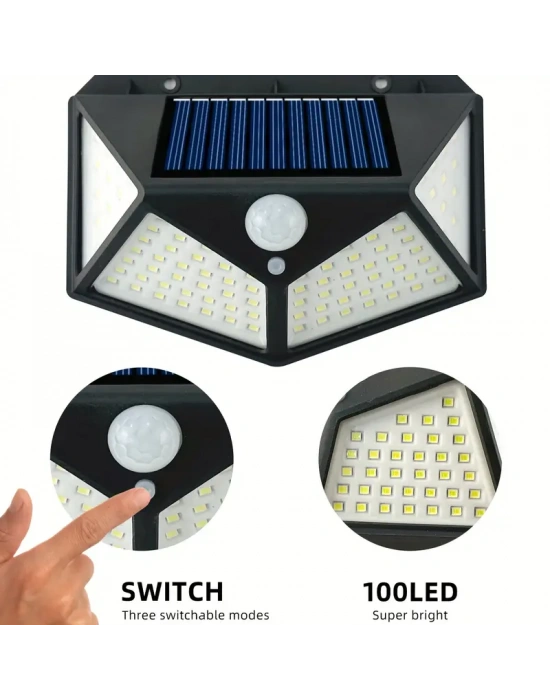 Egonex 100 Led Güneş Duvar Lambası Açık Güneş Lambası