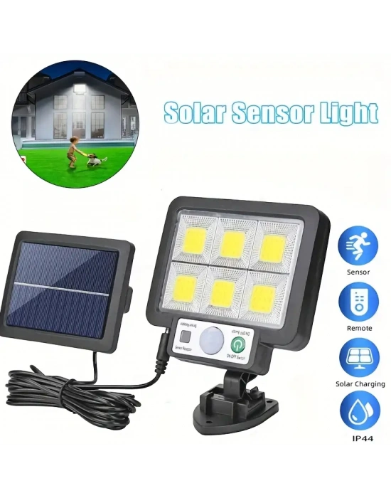 Egonex 120 Cob Led Solar Panel Güneş Enerjili 3 Mod Duvar Lambası