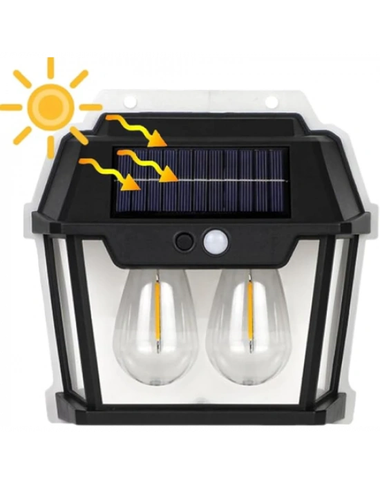 Egonex 2 Ampullü Hareket Sensörlü Solar Güneş Enerjili Ampul Led Duvar Lambası