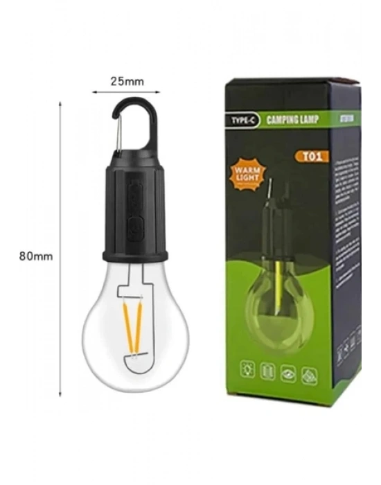Egonex 3 Farklı Mod Ledli Şarjlı Asma Kancalı Kamp Lambası Taşınabilir Ampul T01-B