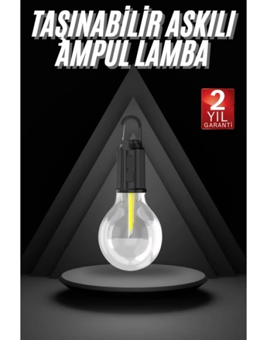Egonex 3 Farklı Mod Ledli Şarjlı Asma Kancalı Kamp Lambası Taşınabilir Ampul T01-B